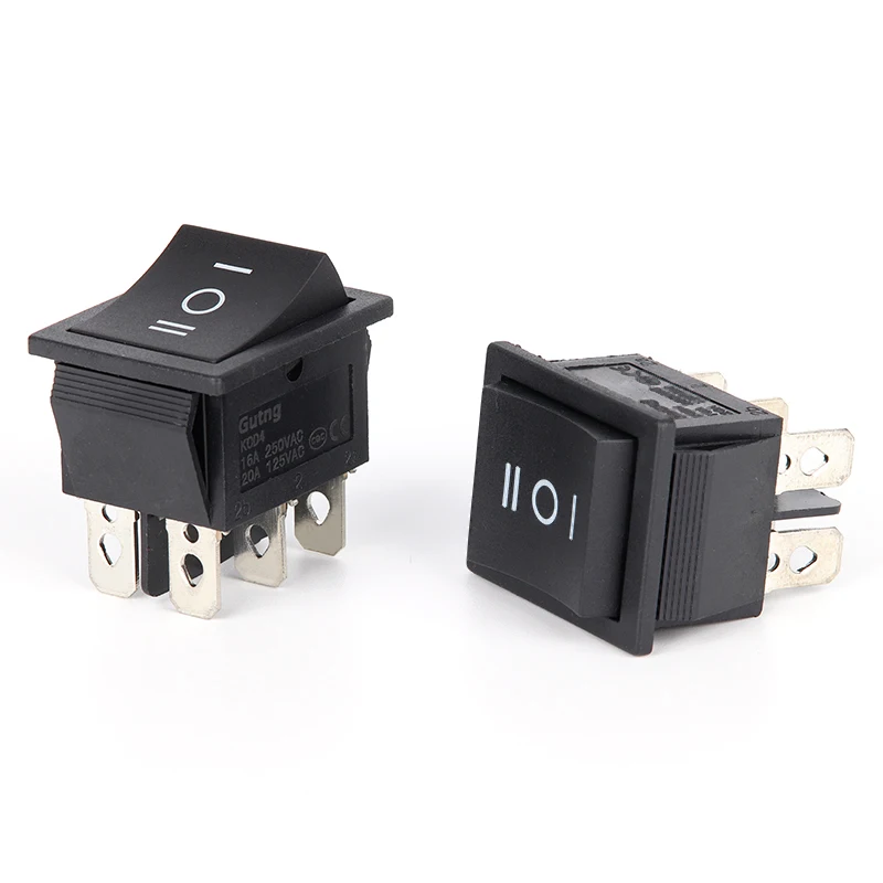 2PCS Rocker Switch 6 Pins 3 Position ON/Off/ON AC 20A/125V 16A/250V DPDT Car Boat Black Switch