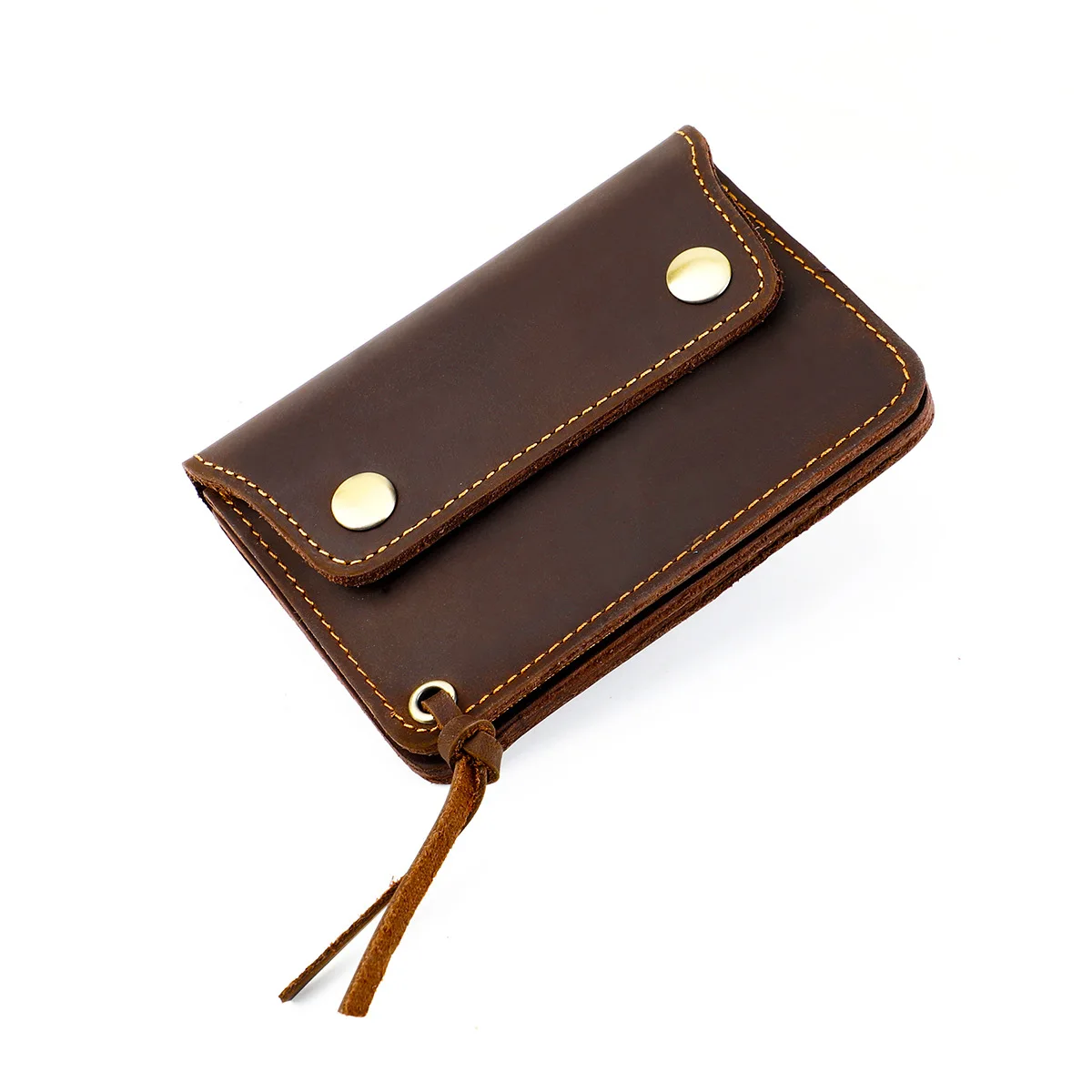 Man Wallet Personalized Cardholder Handmade Genuine Leather Short Wallet Crazy Horse Leather Zippered Coin Purse Storage Pouch