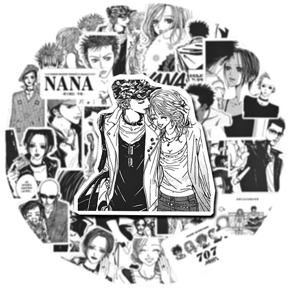 

10/30/65pcs Cool NANA Anime Stickers Black White Decals for Kids Toys DIY Skateboard Phone Laptop Suitcase Classic Manga Sticker