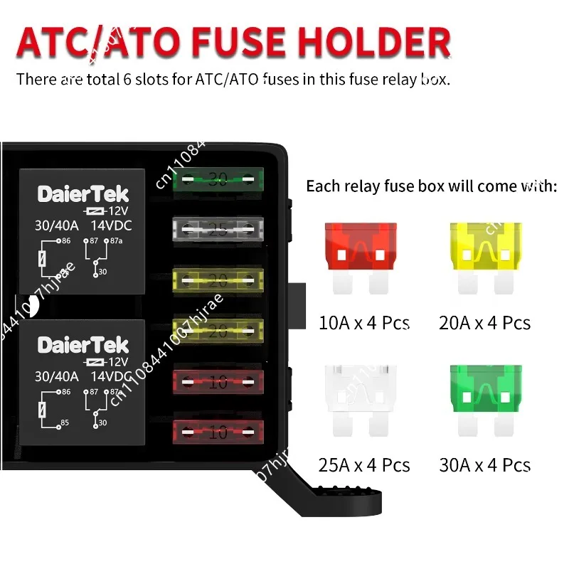 New Condition 12v Relay Block with 6-slot Universal Fuse for Marine Automatic Relay ATC/ATO Fuse Universal Relay Box Kit