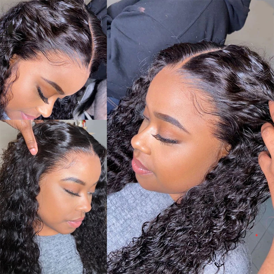 15A Brazilian Water Wave Bundles With Frontal Wet and Wavy Virgin Loose Deep Curly 100% Human Hair Bundles With Closure Tissage
