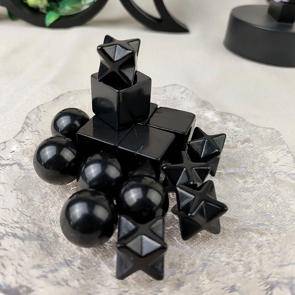 1Pc Black Russia Shungite Cube Melkaba Ball Sphere Natural Crystal Schungite Reiki Stone For Cleansing Meditation Yoga Fengshui