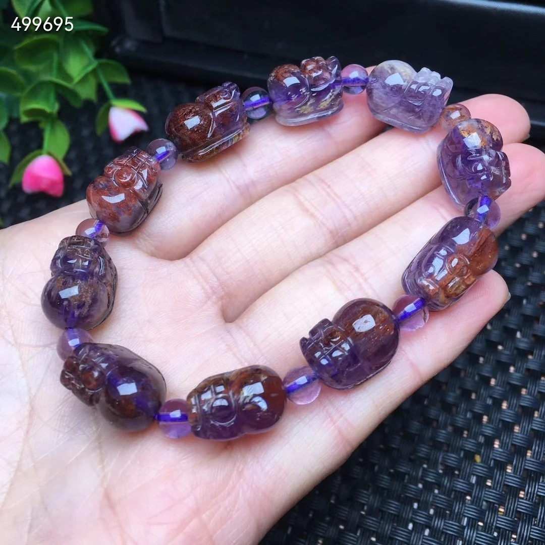 

Natural Purple Auralite 23 Cacoxenite Pi Xiu Beads Bracelet 14x10mm Women Men Phantom Necklace AAAAA