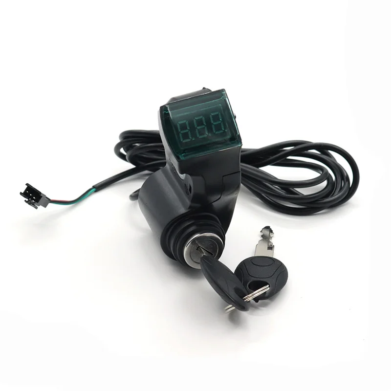 

2X E-Bike Ignition Lock Key Thumb Throttle Voltmeter Digital Voltage Display Switch For KUGOO M4 Xiaomi M365 Universal