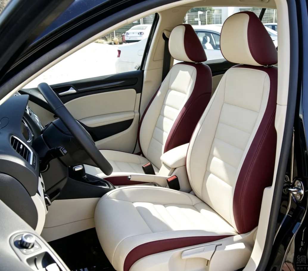Für Golf 6 2009~2012 Maßgefertigte Autositzbezüge Luxuriöses Nappaleder 100% Passgenau Innenausstattung 360 ° Vollständige Abdeckung – Detail 10