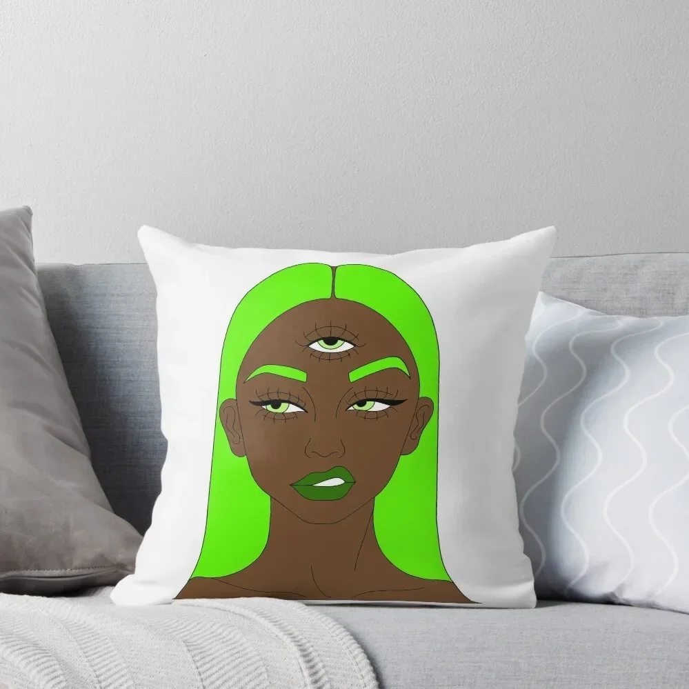

Third Eye Girl (Green) Throw Pillow Christmas Pillows Cushions Cover Sofas Covers Decorative Cushion Cover pillow