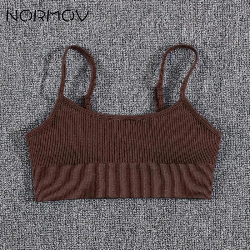 NORMOV Summer Ribbed Yoga Sets Seamless Fitness Suits 1/2 Pieces Gym Sets Solid Shorts Push Up Bra Sportwear Short Sets