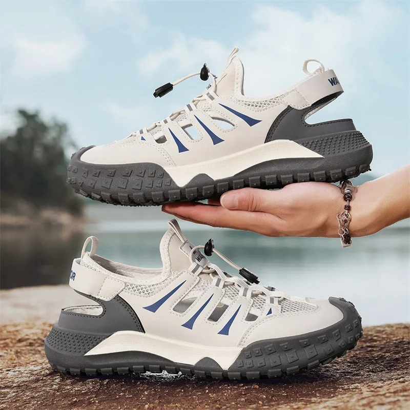 Mens Casual Sandals 2026 New Summer Breathable Mesh Hollow Out Slip On Sandals Trendy Flip Flops Cross Border Wholesale image 3