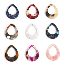 5pcs Multicolor Acetic Acid Resin Acrylic Marble Charms Drop Hollow Pendants DIY Women Necklace Earrings Jewelry 28mm x 21mm