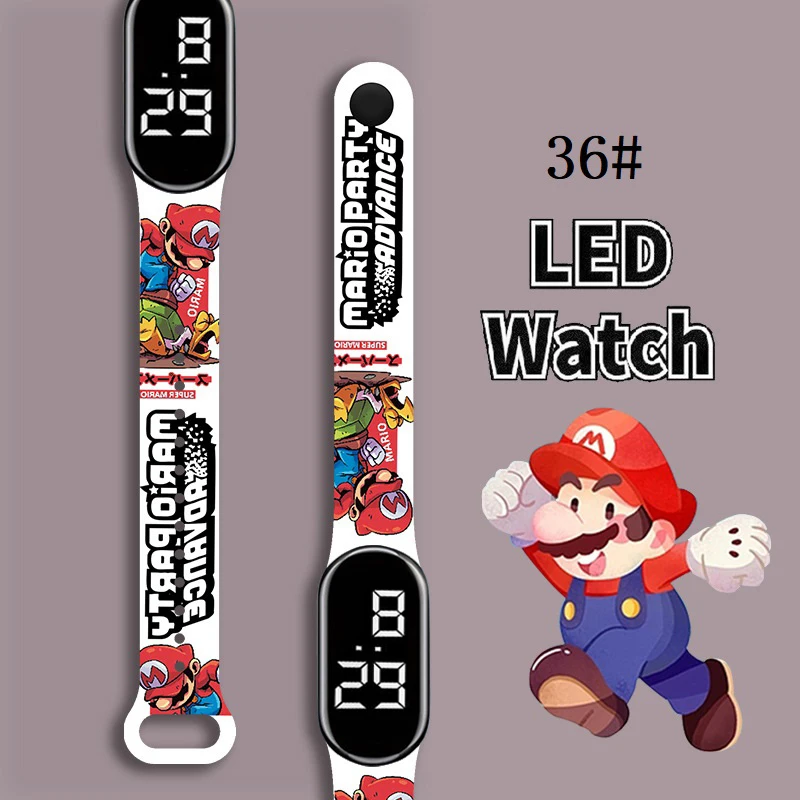 

Super Mario Strap LED Electronic Watch Fashion Colorful Bracelet Touch Waterproof Anime Character Pikachu Educational Children's