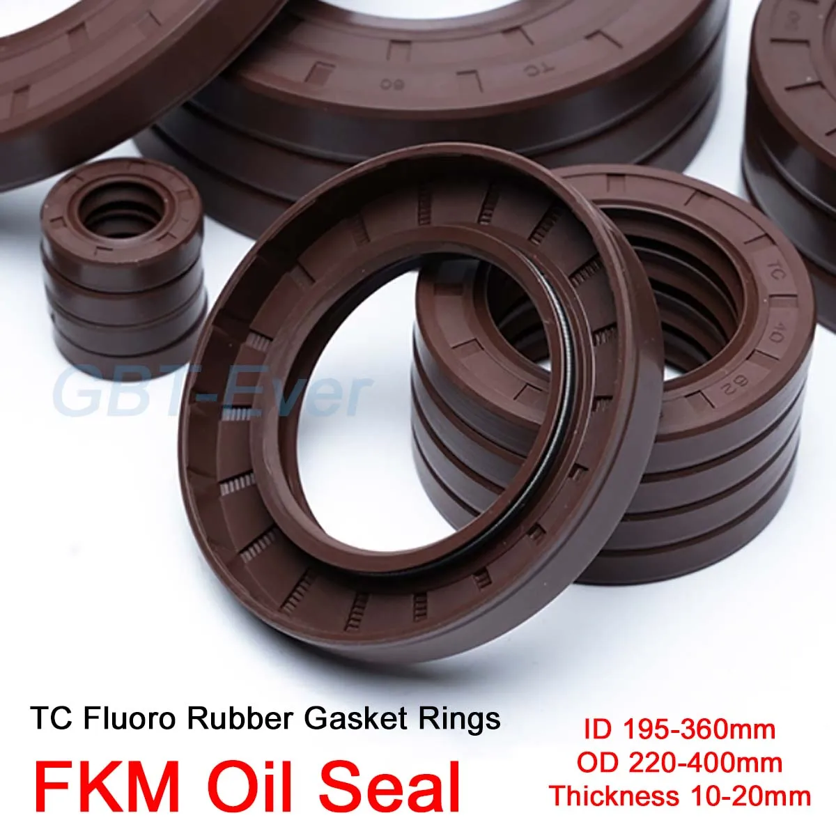 

1Pcs FKM Framework Oil Seal ID 195-360mm TC Fluoro Rubber Gasket Rings Cover Double Lip with Spring OD 220-400mm THK 10-20mm