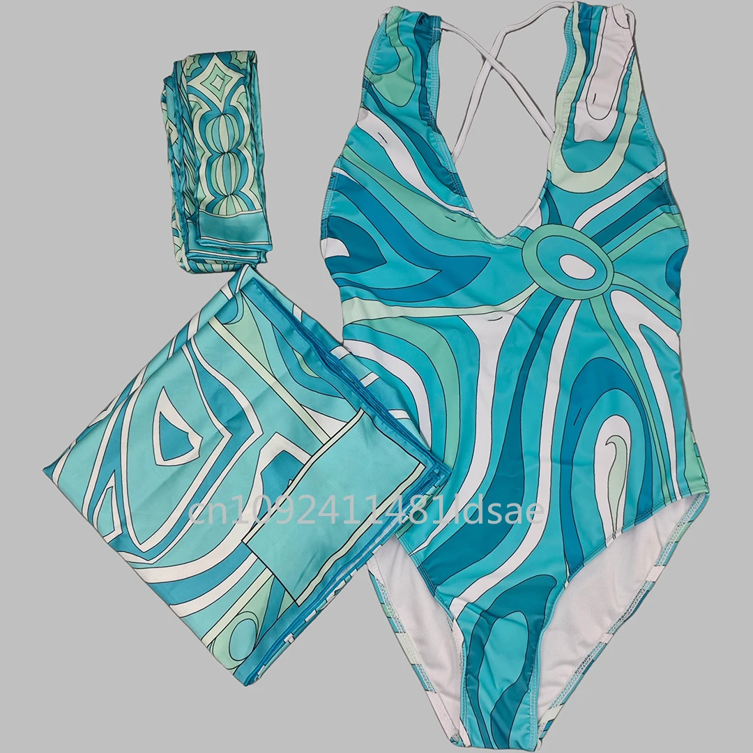 

Роскошный дизайн, фирменный шарф с буквенным логотипом, купальники, дизайнерский бренд, светло-зеленые комплекты бикини с повязкой на голову