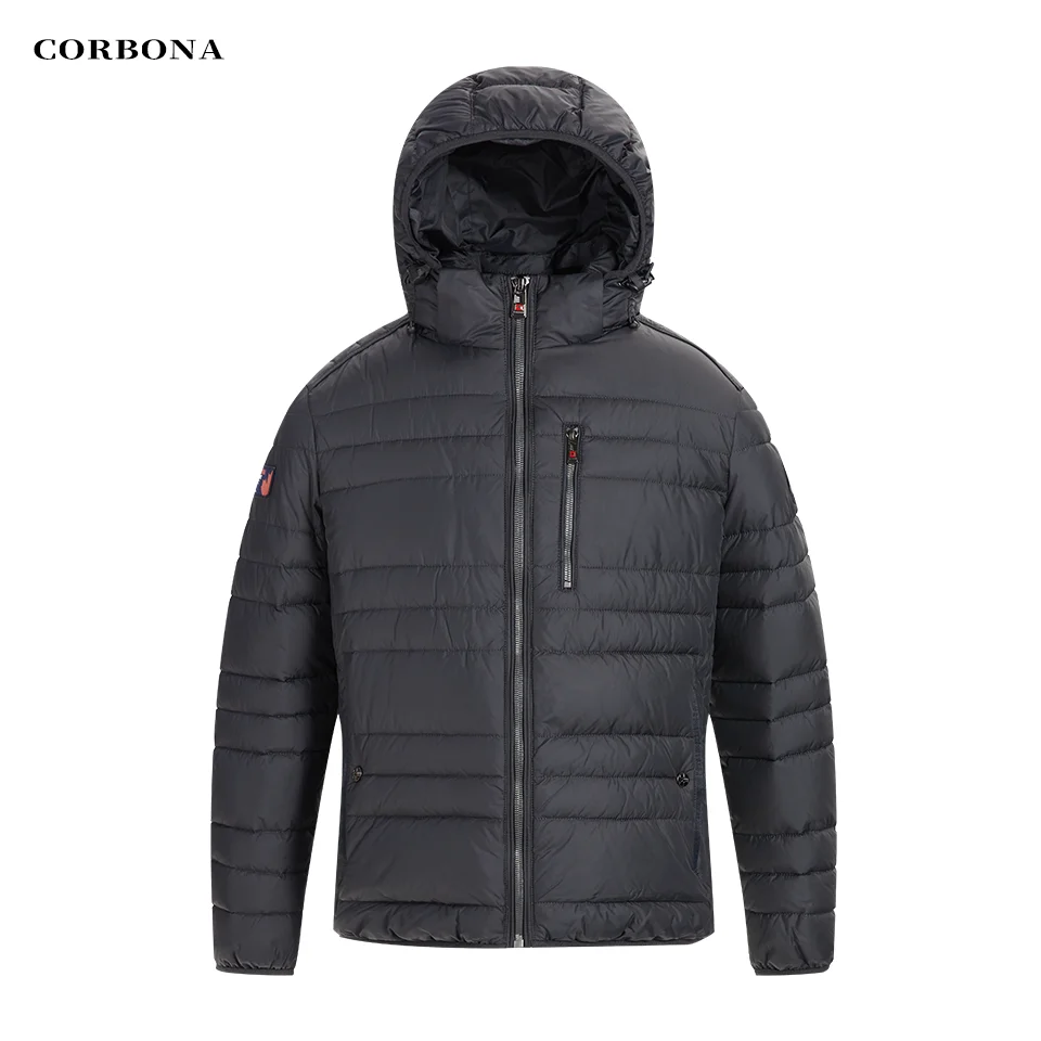 CORBONA 2023 Winter Men Coat Thick Jacket Freeze Warm Fur Detachable Hat Dad Gift Outdoor Cool Fashion Daily Casual Black Parka