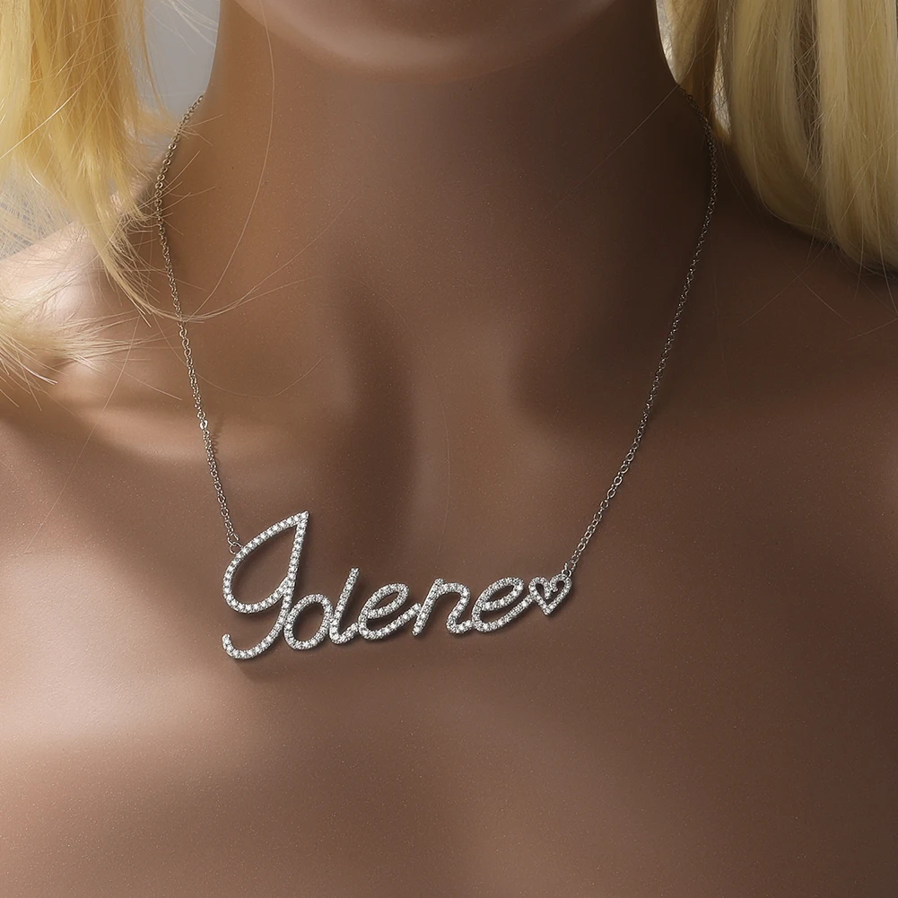 

UWIN Customized Cursive Name with Heart Necklaces for Women Iced Out CZ Fashion Personalized Fashion Jewelry for Gift