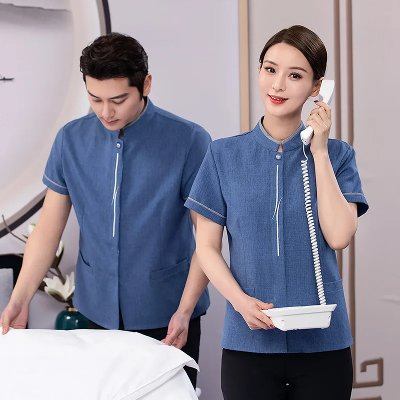 

Work Women's Short-Sleeved Aunt Summer Clothes Room Attendant Property Hotel Wholesale Cleaning