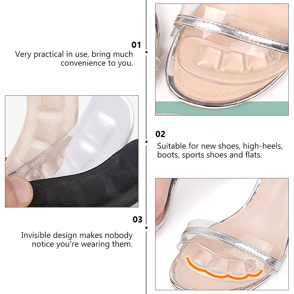

4Pairs Protective Heel Pads Anti-Skid Non-Slip Breathable Heel Stickers Invisible Design for High Heels Boots Sneakers Flats