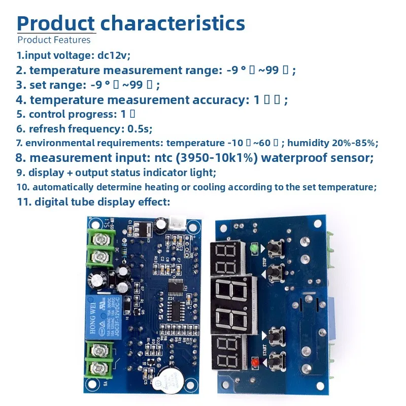 XH-W1401 Intelligent Digital Display Temperature Controller 3-Window -9~99℃ with NTC Sensor