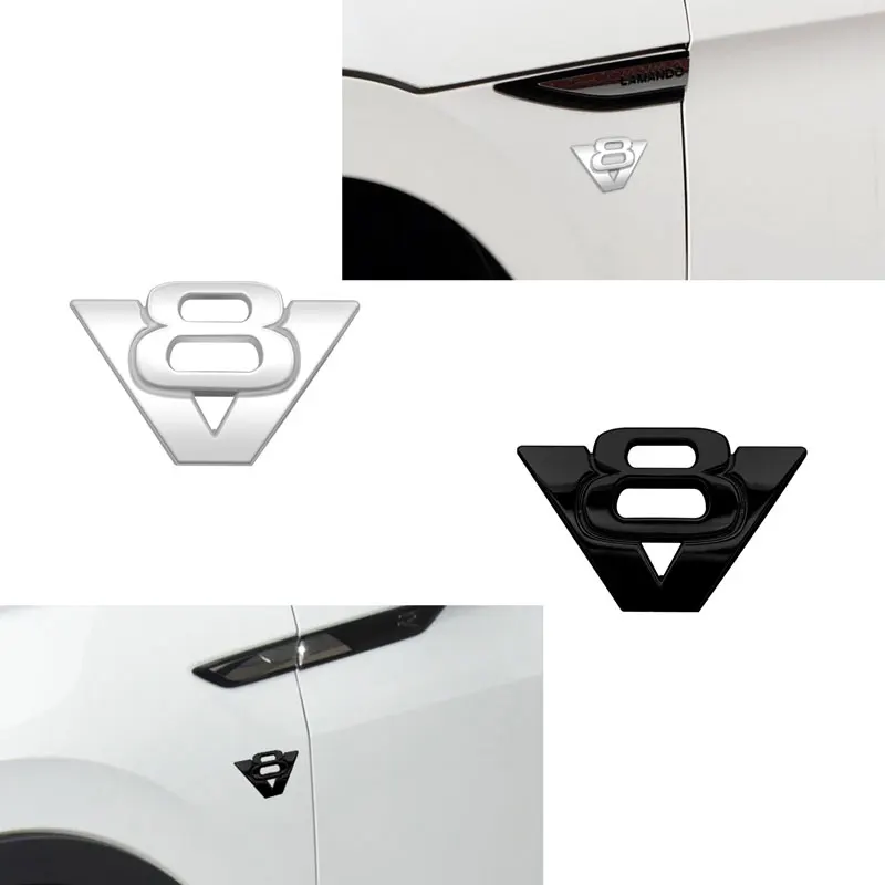 3D Car Styling Chrome Metal V6 V8 Logo Fender Body Side Sticker Emblem Badge For Universal Car Accessories Automobiles