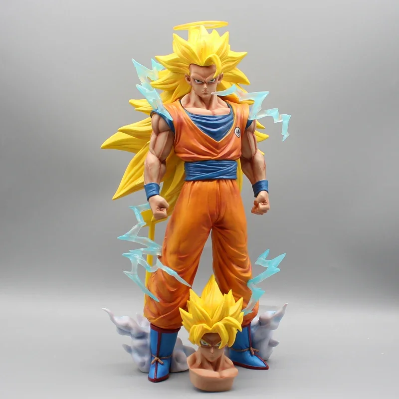 

35cm Dragon Ball Z Action Figure GK Super Saiyan SSJ3 Son Goku Figure PVC Replaceable Head Collection Model Toys for Gift