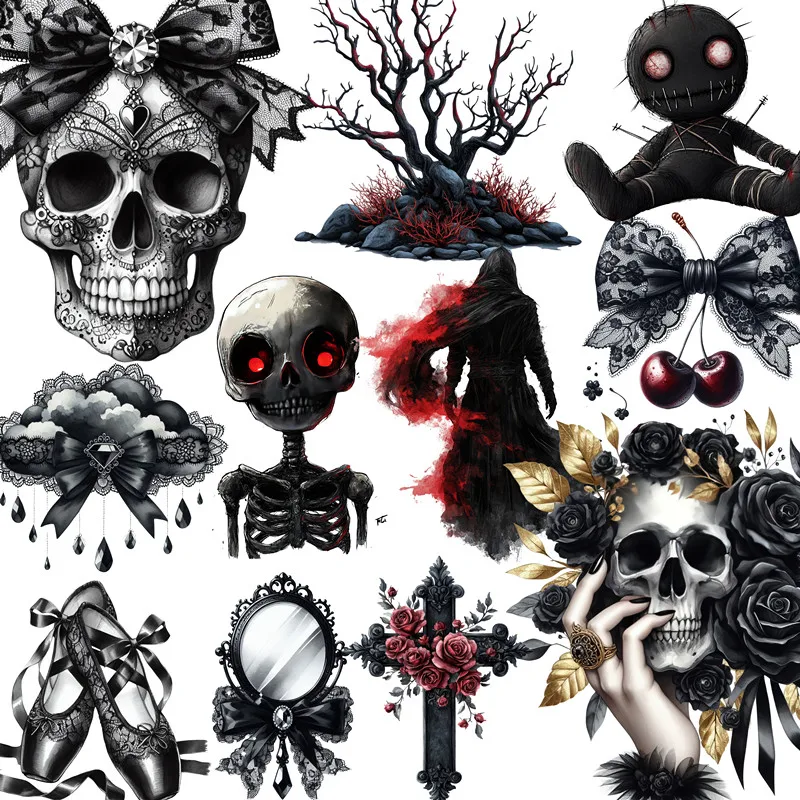 Autocollants en forme de crâne sombre pour scrapbooking, stickers décoratifs artisanaux pour livre, jouets pour enfants, papeterie DIY