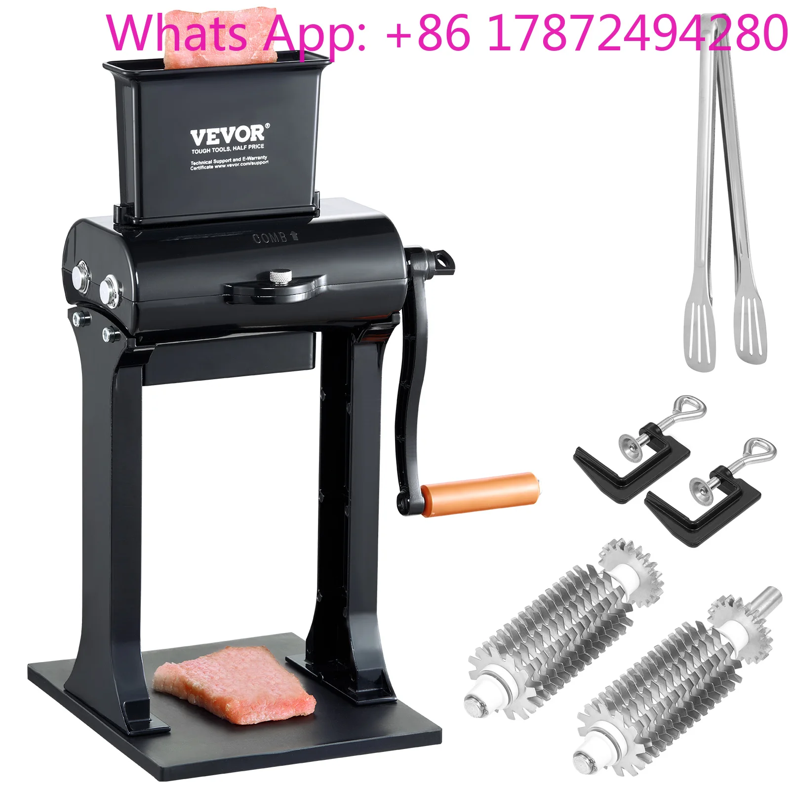 Commercial Meat Tenderizer Heavy Duty Stainless Steel Meat Tenderizer Machine Quick and Easy Manual Operation Kitchen
