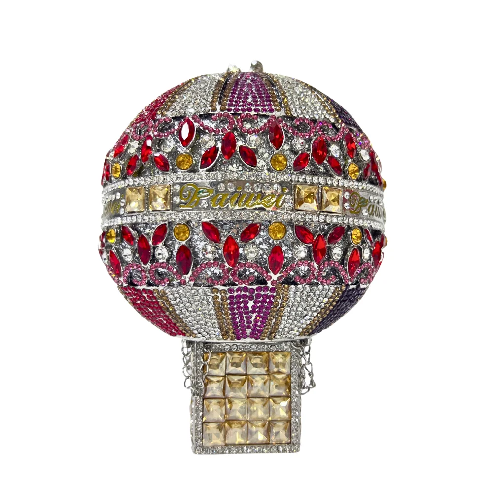 

Hot Air Balloon Clutch, 3D Basket Design Evening Bag for Women. OEM Custom Adventure Purse, Low MOQ Wholesale from Factory Direc
