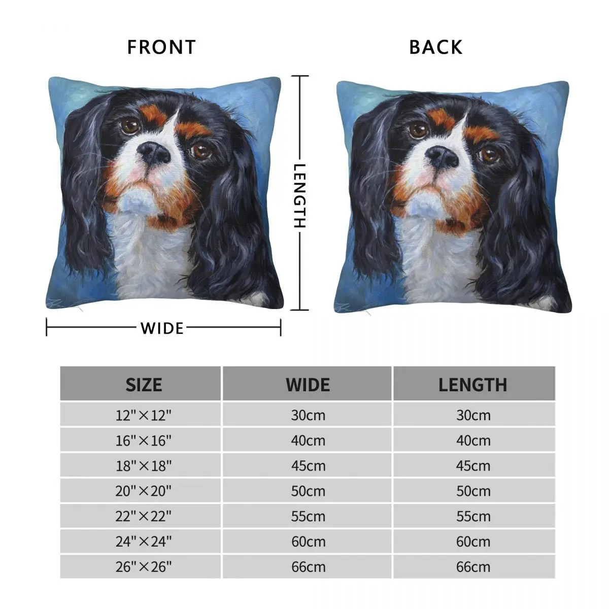 Cavalier King Charles Spaniel Square Pillowcase Polyester Linen Velvet Creative Zip Decor Car Cushion Cover