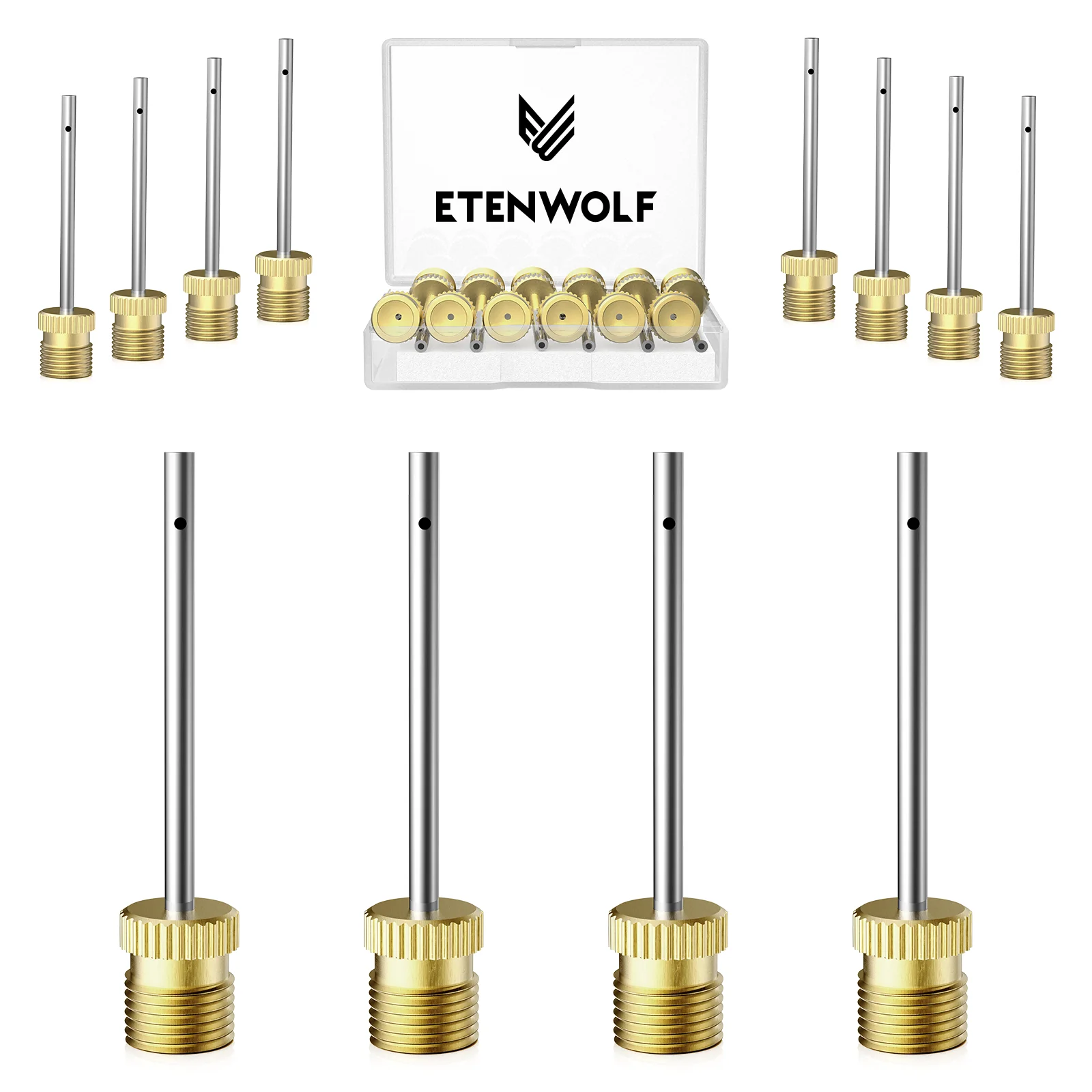A102 12 Pack Brass Ball Pump Needles No Break Heavy Duty Air Pump Needles for Balls with Storage Case