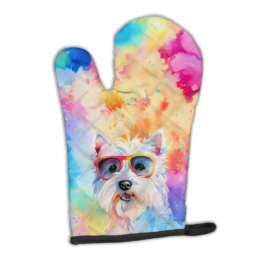 

Westie Hippie Dawg Oven Mitt Heat Resistant Thick Oven Mitt for Hot Pans and Oven Kitchen Mitt Protect Hands Cooking Baking Glo
