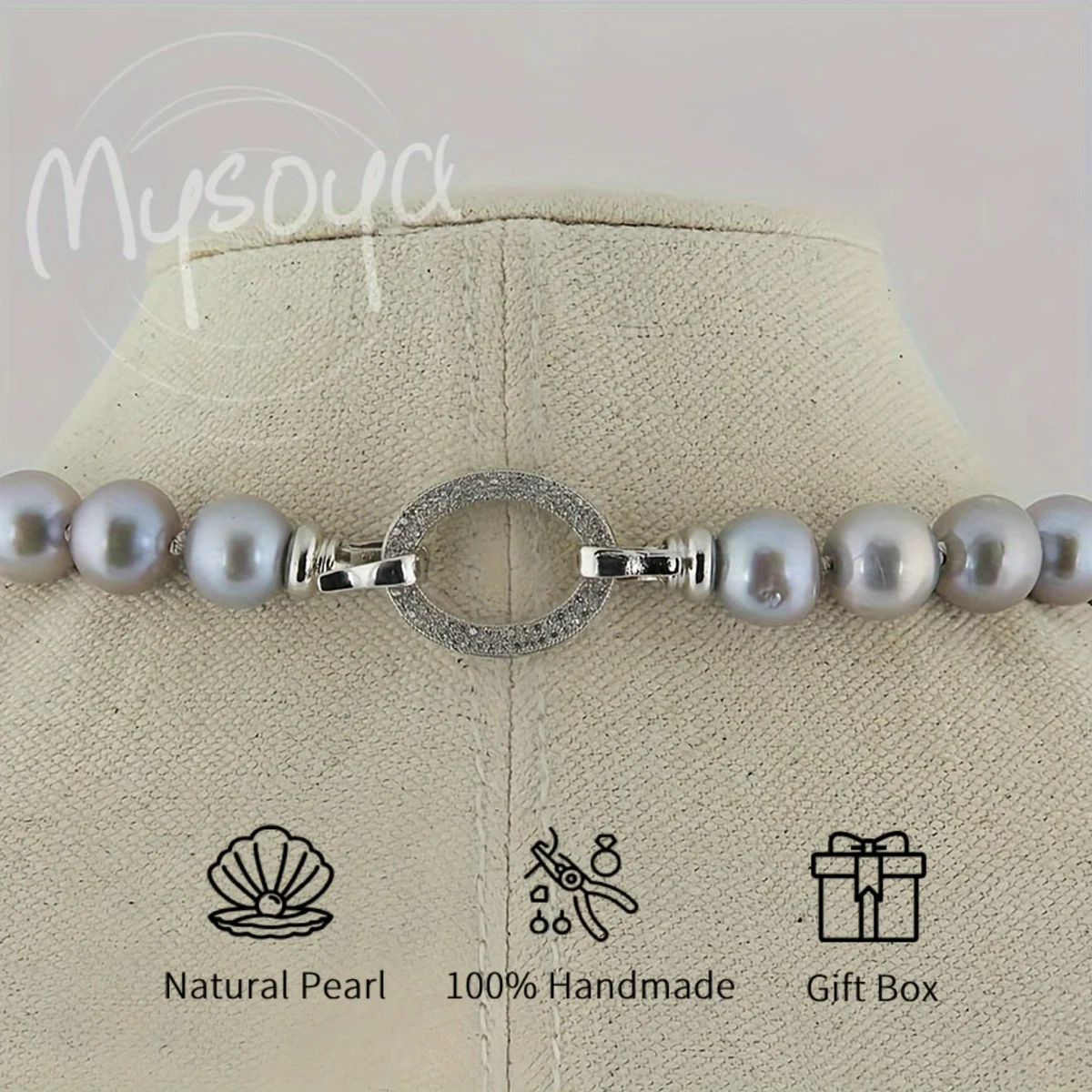 

MYSOYA 10-13 мм серое ожерелье с пресноводным жемчугом Эдисона, серая подарочная коробка с завязками, идеальный подарок на свадьбу, день рождения, Рождество, Новый год