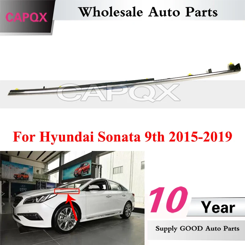 CAPQX Front Fender Decorative Strip For Hyundai Sonata 9th 2015-2019 Leaf Board Bright Strip Engine Cover Side Trim Strip