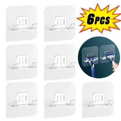 6/1PCS Wall Mounted Razor Holder Storage Hook Punch Free Wall Hanging Storage Racks Home Bathroom Shelf Organizer Accessories