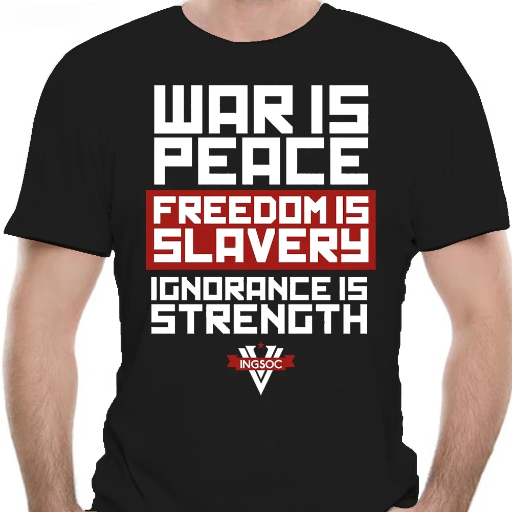 cotton tshirt men summer fashion t-shirt euro size Ingsoc slogan George Orwell 1984 Big Brother Socialism War is Peace T-shirt