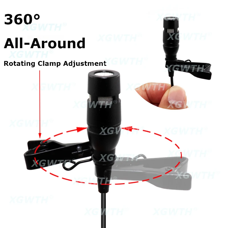 Lavalier Lapel Tie Clip Hypercardioid Microphone Condenser Mic for Sennheiser MiPro Shure TA4F 3Pin Audio-Technica 3.5mm Stereo