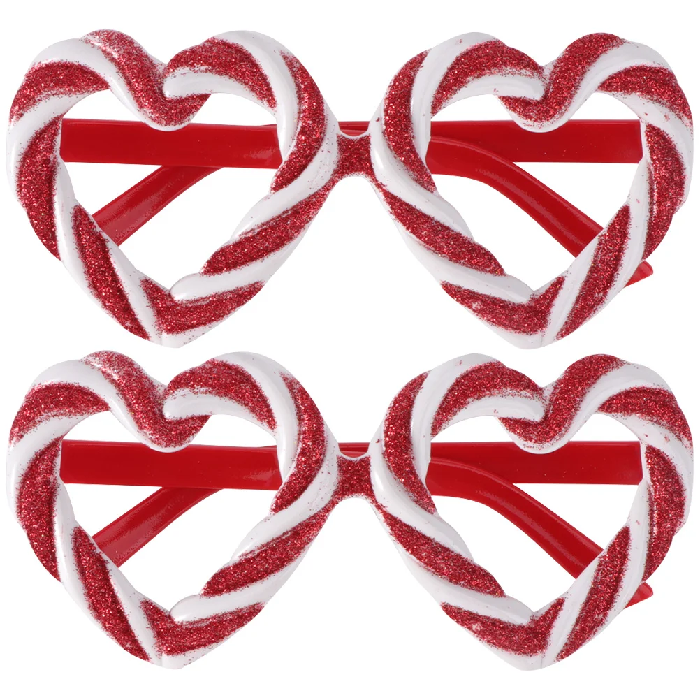 

2 Pcs Fondant Candy Glasses Decorative Heart Party Love Masquerade Decorations Abs Favor Eyeglasses Fun