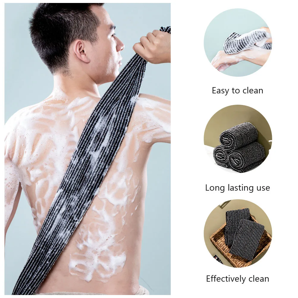 

Exfoliating Washcloth Back Scrubber Towel Long Strap For Body Deep Cleaning Shower Bathing Tool Lightweight Durable