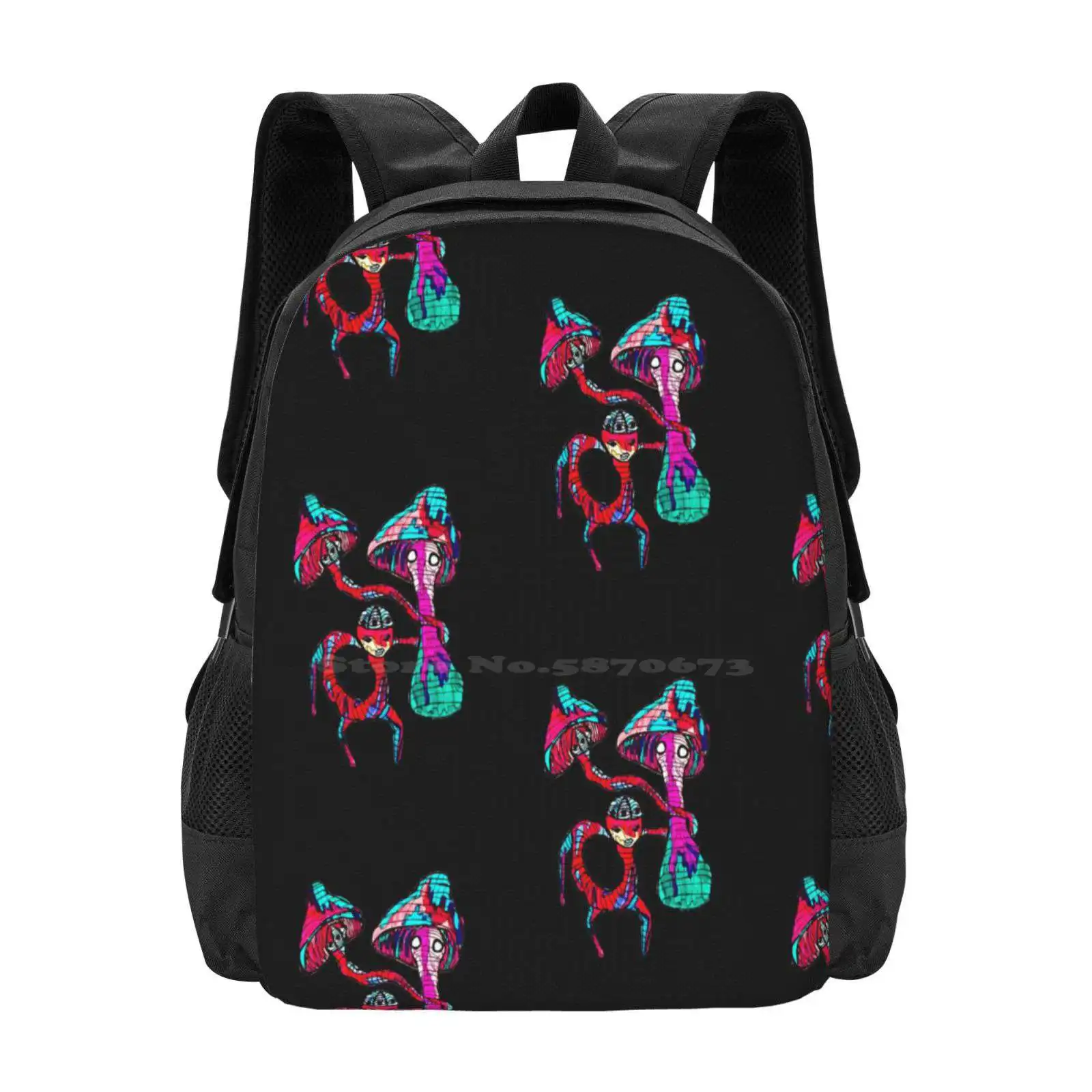 Shroomme Surreal Thins Worms New Arrivals Unisex Bags Student Bag Backpack Collage Neosurrealism River City Street Art Animals