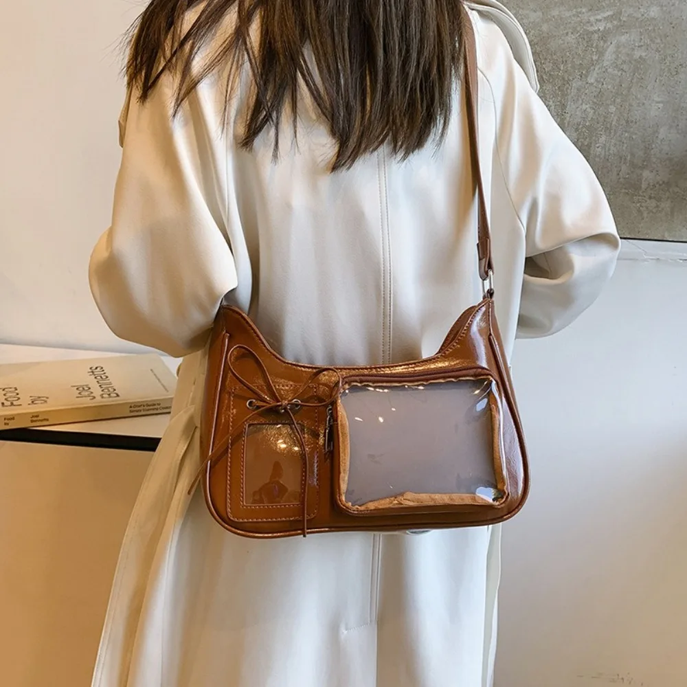 

Cute Harajuku Jk Shoulder Bag DIY Big Capacity Transparent Ita Bag Lolita Leather Preppy Handbag Women