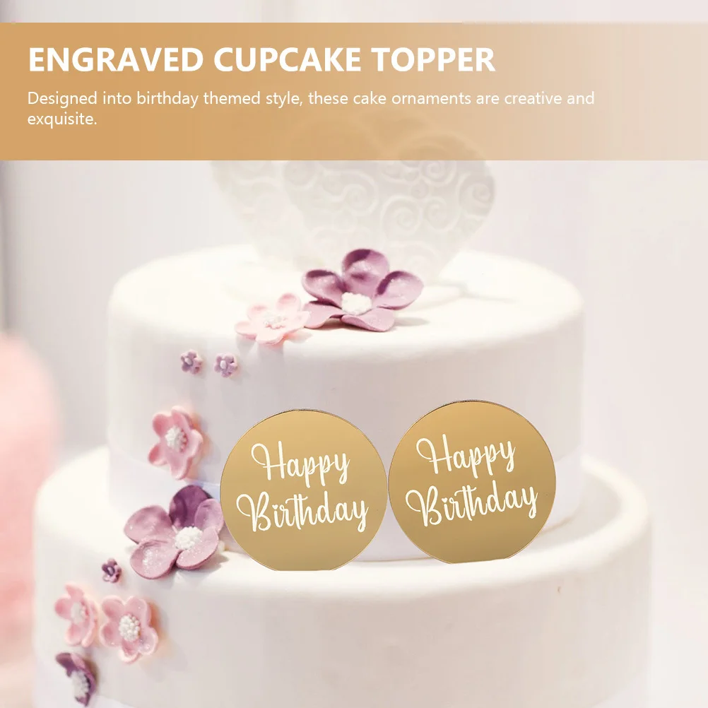 

20Pcs Acrylic Cake Decoration Toppers Exquisite Round Cupcake Discs Birthday Party Acrylic Cake Topper Cupcake Toppers