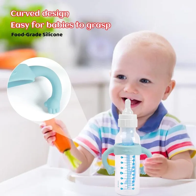 Baby Silicone Bottle Handles Natural Baby Bottle Handle Wide Neck Baby Feeding Handle Easy Carry Handle Lightweight Handle