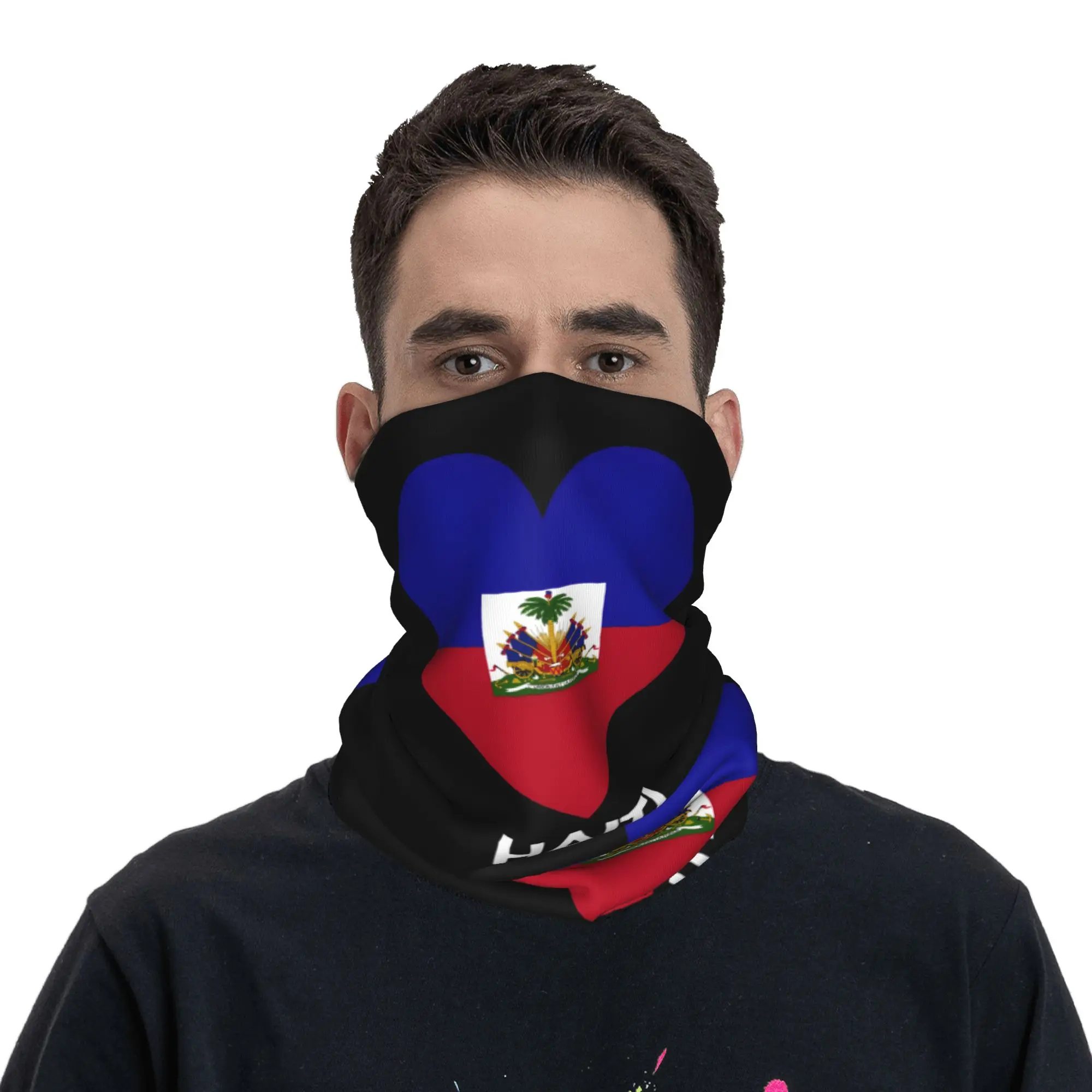 Haiti flag  Bandana Neck Cover Printed Haitian  Magic Scarf Multi-use Balaclava Outdoor Sports Unisex Adult All Season view 2
