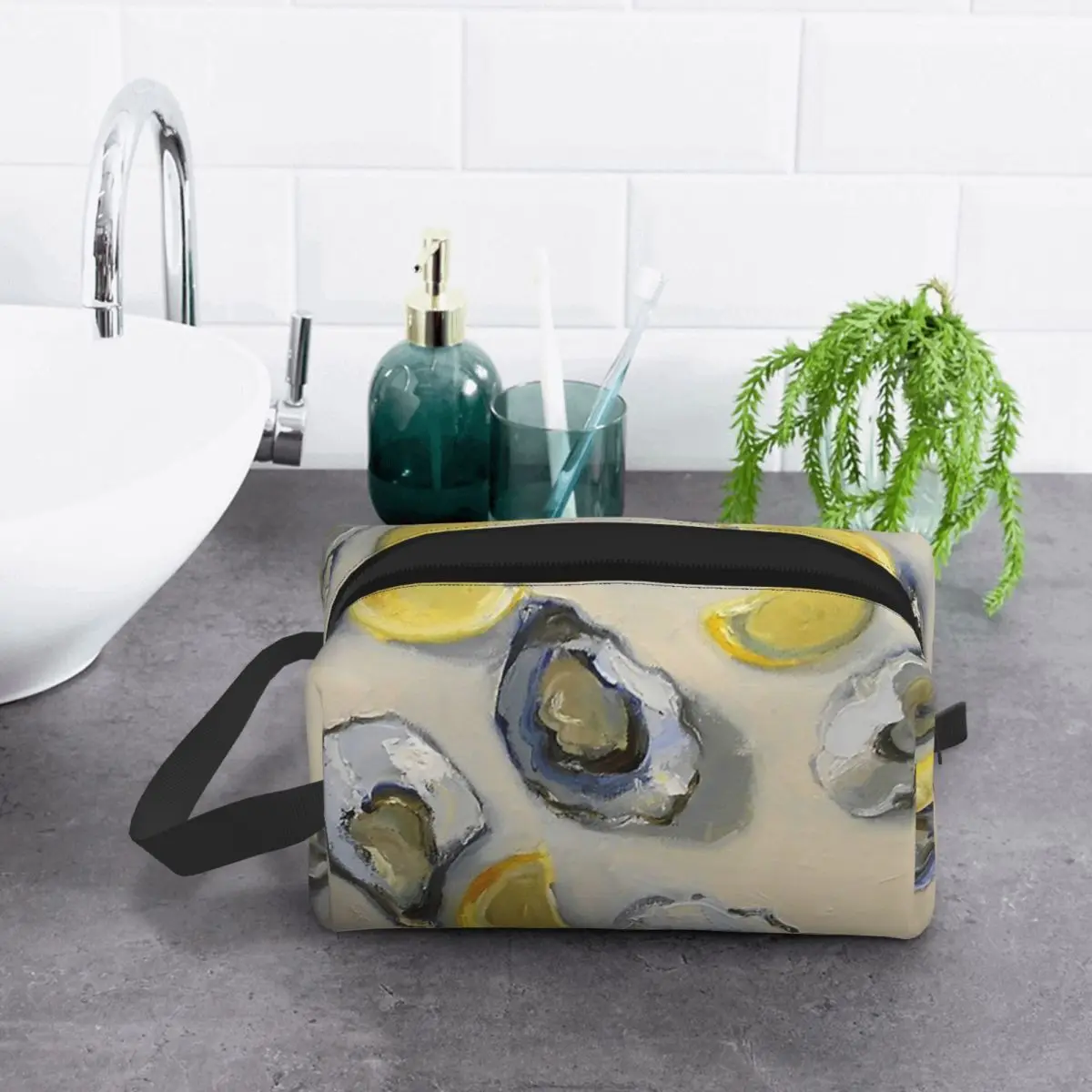 Australian Oysters And Lemons Still Life Makeup Bag Cosmetic Organizer Storage Dopp Kit Toiletry Cosmetic Bag for Women Beauty