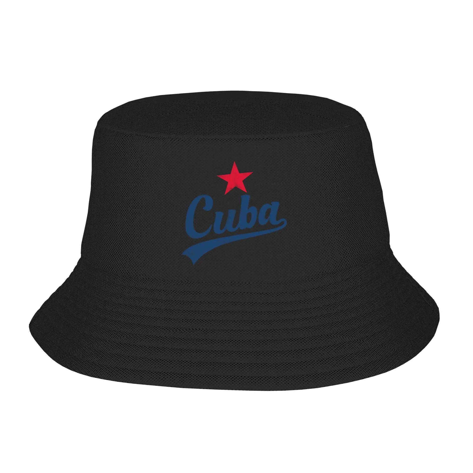 Girls Harajuku Bucket Hat CUBA VINTAGE HANDWRITTEN WITH RED STAR Accessories Bob Hats For Travel Headwear Lightweight