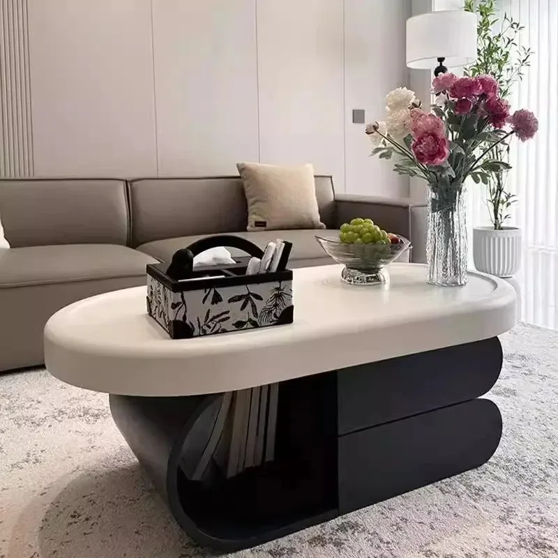 Luxury Minimalist Coffee Table Simple Style Oval Living Room Glam Coffee Table Designer  Neutral Coffee Table Home Furniture
