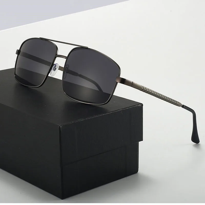 Óculos de sol masculinos em forma oval, óculos resistentes a UV, dupla ponte metálica, moda moderna, novo, UV400