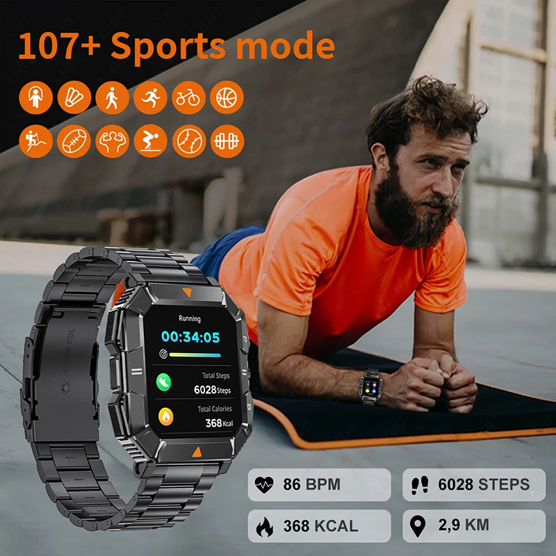 2024 New Men Watch 1.83-inch High-Definition LED Smart Watch Touch Screen Sports Fitness Waterproof Bluetooth Smart Call Watches