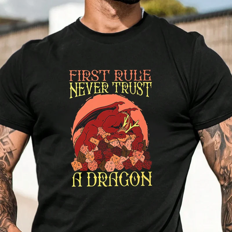 

Мужская модная футболка с забавным принтом дракона, повседневные модные футболки на лето, удобные топы с короткими рукавами