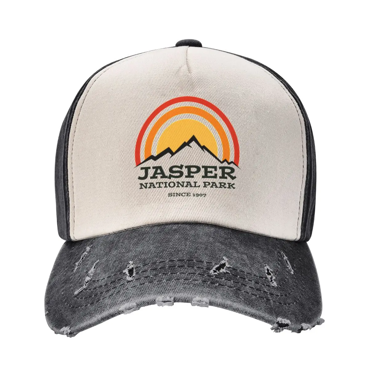 Jasper National Park Alberta Canada Vintage Retro Travel Hiking, Camping Adventure Climbing Mountain Baseball Cap