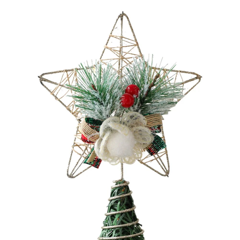 Durevole albero di natale in ferro Top Star 3D albero di natale accessori Glitter Festival pentagramma decorazione forniture per feste in metallo