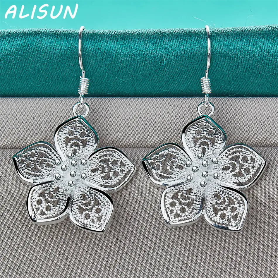 ALISUN 925 Sterling Silver Flower Earrings Drop Earrings Fashion Jewelry Charm Grace Noble Wedding Accessories